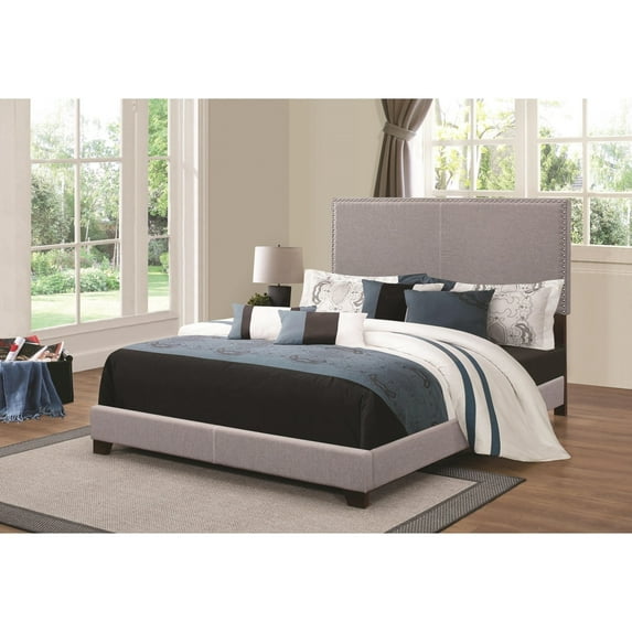 Boyd Full Upholstered Bed with Nailhead Trim Grey