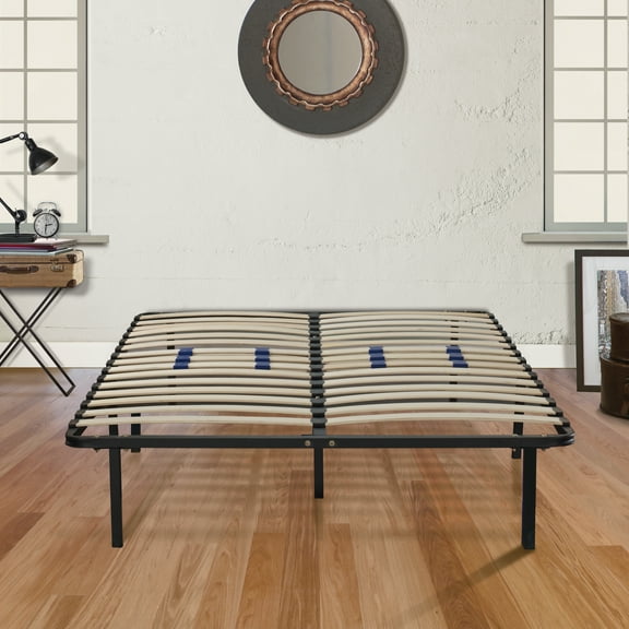 Boyd Sleep 14" Euro Metal Platform Bed Frame - Adjustable Lumbar Support, Tool-Free Assembly, Queen