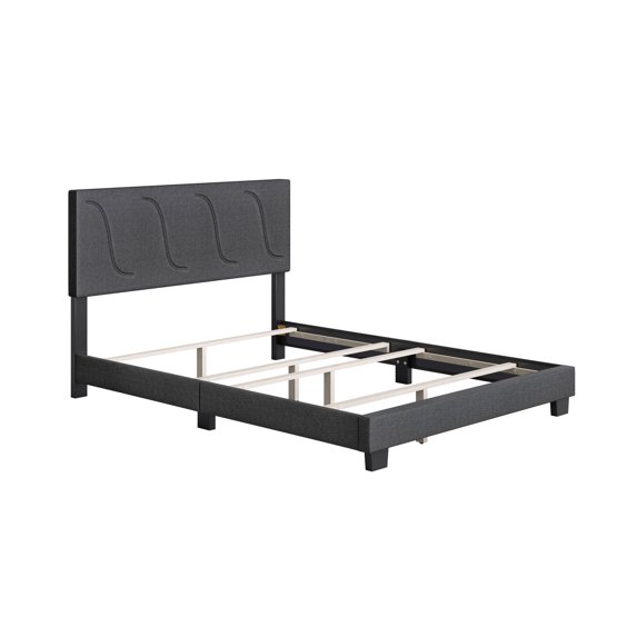 Boyd Sleep Aberdeen Linen Upholstered Queen Platform Bed Frame, Black Charcoal