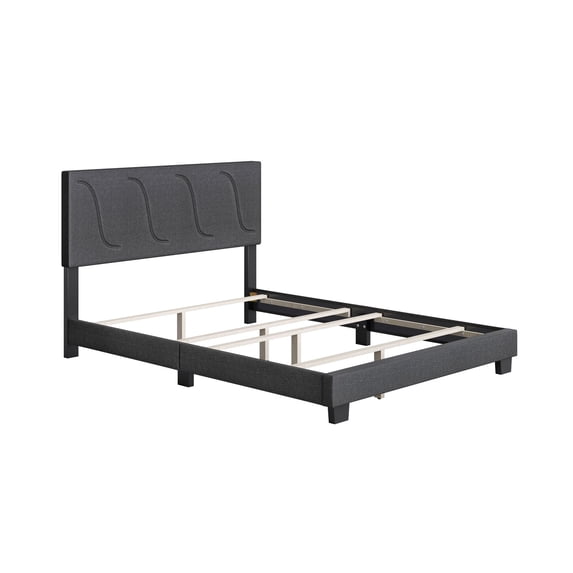 Boyd Sleep Aberdeen Linen Upholstered Twin Platform Bed Frame, Black Charcoal
