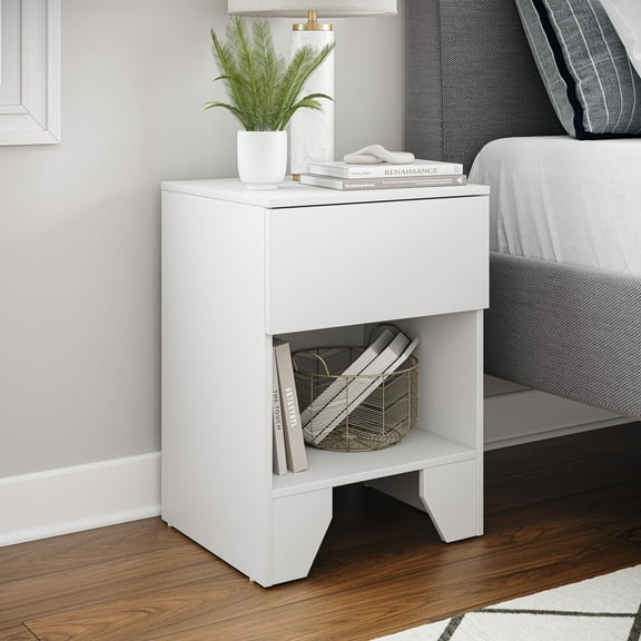 Boyd Sleep Anzio White Nightstand with Smooth Glide Drawer - Bedroom Side Table With Storage