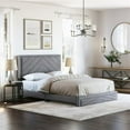 thumbnail image 1 of Sleep Sync Boyd Sleep Barcelona Diagonal Linen Upholstered Platform Bed Frame Grey Queen, 1 of 5