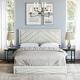 thumbnail image 1 of Boyd Sleep Barcelona Off White Linen Queen Size Fully Upholstered Platform Bed Frame with Adjustable Headboard, 1 of 15