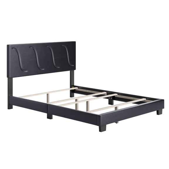 Boyd Sleep Brussels Faux Leather King Platform Bed Frame and Headboard, Black