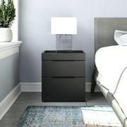 Boyd Sleep Capri Modern Double Drawer Nightstand, Black