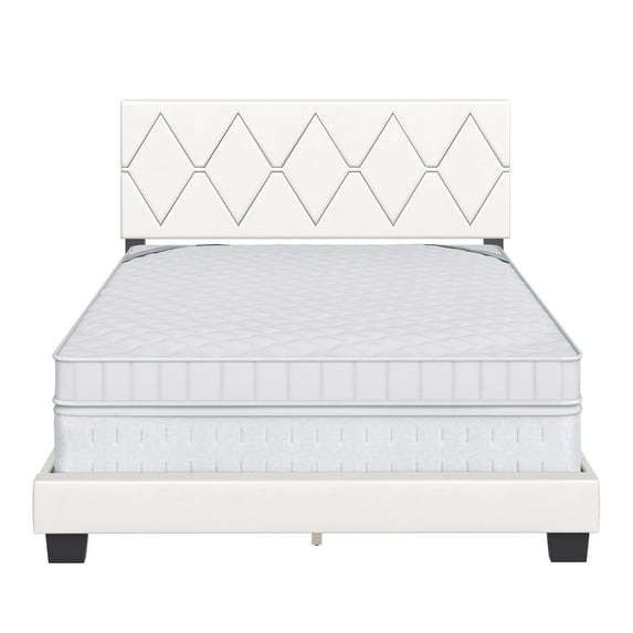 Boyd Sleep Charlat Faux Leather Upholstered Bed Frame White Full