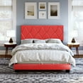 thumbnail image 1 of Boyd Sleep Charlat Red Faux Leather Queen Size Fully Upholstered Platform Bed Frame with Adjustable Headboard, Qualified Box Spring or Foundation Required for Use, 1 of 14