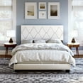 thumbnail image 1 of Boyd Sleep Charlat White Faux Leather Queen Size Fully UpholsteWhite Platform Bed Frame with Adjustable Headboard, Qualified Box Spring or Foundation Required for Use, 1 of 14