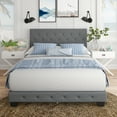 thumbnail image 1 of Boyd Sleep Chloe Gray Linen Full Size Fully Upholstered Platform Bed Frame with Adjustable Headboard, 1 of 12
