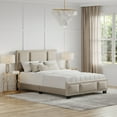 thumbnail image 1 of Boyd Sleep Triptych Off-White Linen Full Size Fully Upholstered Platform Bed Frame with Adjustable Headboard, 1 of 8