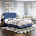 thumbnail image 1 of Skyline Decor Upholstered Linen Platform Bed, Twin, Blue, 1 of 5