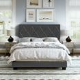 thumbnail image 1 of Boyd Sleep Diamond Black Linen Full Size Fully Upholstered Platform Bed Frame with Adjustable Headboard, Qualified Box Spring or Foundation Required for Use, 1 of 14