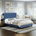 thumbnail image 1 of Boyd Sleep Diamond Blue Linen Queen Size Fully Upholstered Platform Bed Frame with Adjustable Headboard, Qualified Box Spring or Foundation Required for Use, 1 of 14
