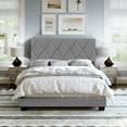 thumbnail image 1 of Boyd Sleep Diamond Gray Linen Full Size Fully Upholstered Platform Bed Frame with Adjustable Headboard, Qualified Box Spring or Foundation Required for Use, 1 of 14