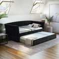 thumbnail image 1 of Boyd Sleep Kendal Black Tufted Velour Daybed with Trundle Bed, Twin, 1 of 7