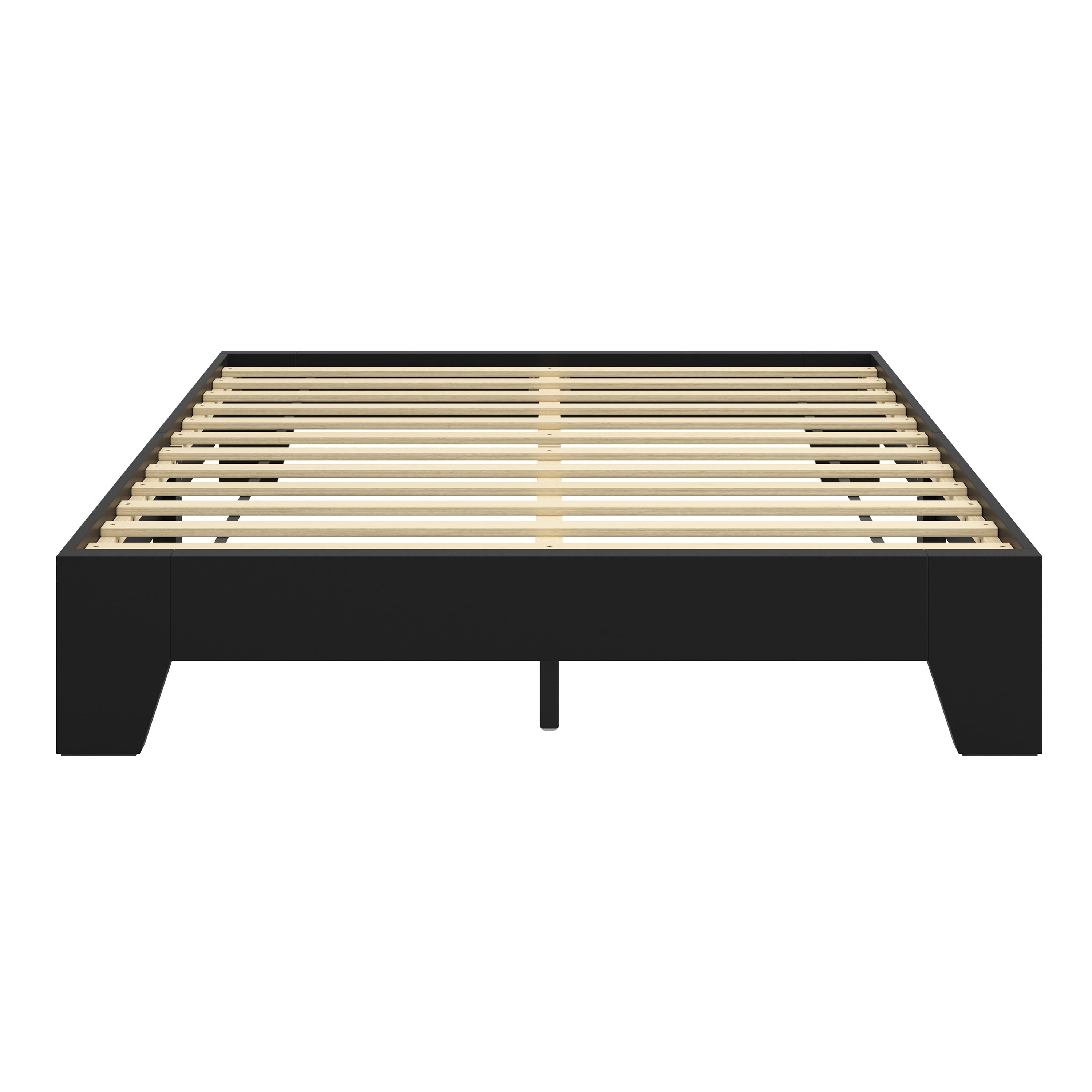 Boyd Sleep King Size Black Wood Platform Bed Frame, Low-Profile Minimal Modern Bed, Laminate Finish