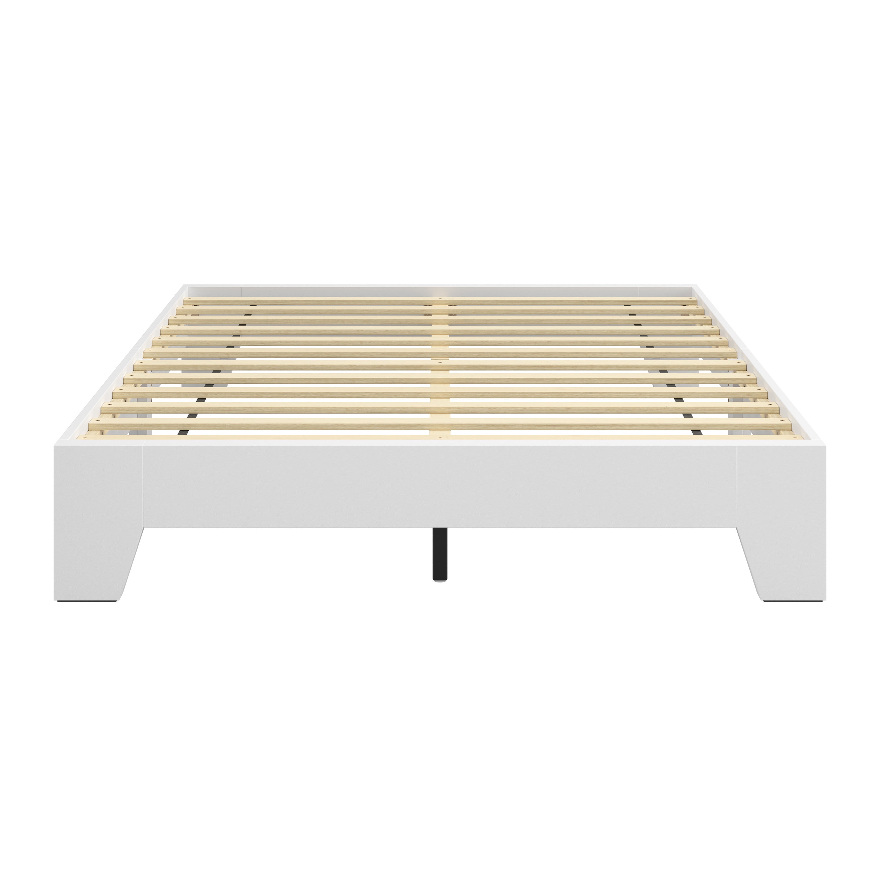 Boyd Sleep King Size White Wood Platform Bed Frame, Low-Profile Minimal Modern Bed, Laminate Finish
