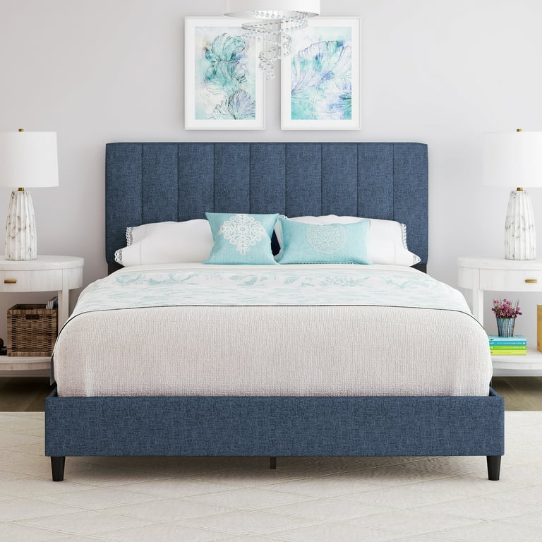 Blue platform bed deals