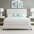 thumbnail image 1 of Boyd Sleep Leah Off White Linen Queen Size Fully Upholstered Platform Bed Frame with Adjustable Headboard, 1 of 16