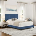 thumbnail image 1 of Boyd Sleep Lucena Blue Linen Full Size Upholstered Platform Bed Frame with Adjustable Headboard, Qualified Box Spring or Foundation Required for Use, 1 of 8