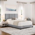 thumbnail image 1 of Boyd Sleep Lucena Gray Faux Leather Full Size Upholstered Platform Bed with Adjustable Headboard, Qualified Box Spring or Foundation Required for Use, 1 of 8