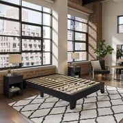 Boyd Sleep Lugano Queen Black Platform Bed Frame, Modern No Headboard Design, Easy Assembly