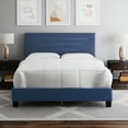thumbnail image 1 of Boyd Sleep Luxembourg Blue Faux Leather Full Size Fully Upholstered Platform Bed Frame with Adjustable Headboard, Qualified Box Spring or Foundation Required for Use, 1 of 13