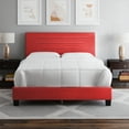 thumbnail image 1 of Boyd Sleep Luxembourg Red Faux Leather Queen Size Fully Upholstered Platform Bed Frame with Adjustable Headboard, Qualified Box Spring or Foundation Required for Use, 1 of 13