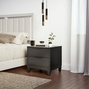 Boyd Sleep Mackay Modern Double Drawer Nightstand, Black