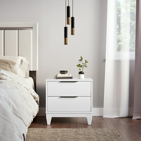 Boyd Sleep Mackay Modern Double Drawer Nightstand, White