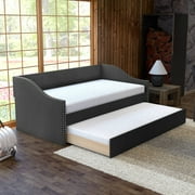 Boyd Sleep Manchester Black Upholstered Tufted Daybed with Trundle, Twin