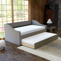 Boyd Sleep Manchester Gray Upholstered Tufted Daybed with Trundle, Twin