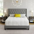 thumbnail image 1 of Boyd Sleep Mia Gray Linen Queen Size Fully Upholstered Platform Bed Frame with Tufted Headboard, 1 of 13