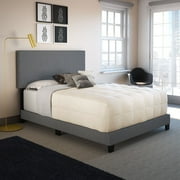 Boyd Sleep Milan Gray Linen King Size Fully Upholstered Platform Bed Frame with Adjustable Headboard, Qualified Box Spring or Foundation Required for Use