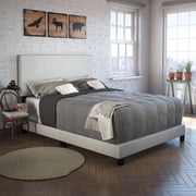 Boyd Sleep Milan Off White Linen King Size Fully Upholstered Platform Bed Frame, Qualified Box Spring or Foundation Required for Use