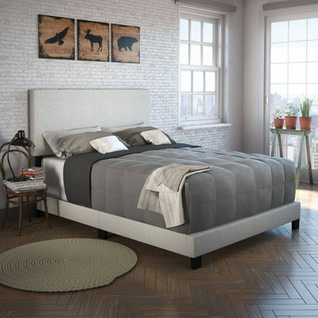 Boyd Sleep Milan Off White Linen Twin Size Upholstered Platform Bed Frame, Qualified Box Spring or Foundation Required for Use
