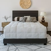 Boyd Sleep Napoli Black Faux Leather Queen Size Fully Upholstered Platform Bed Frame with Adjustable Headboard, Qualified Box Spring or Foundation Required for Use