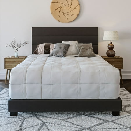 Boyd Sleep Napoli Black Faux Leather Twin Size Fully Upholstered Platform Bed Frame with Adjustable Headboard, Qualified Box Spring or Foundation Required for Use