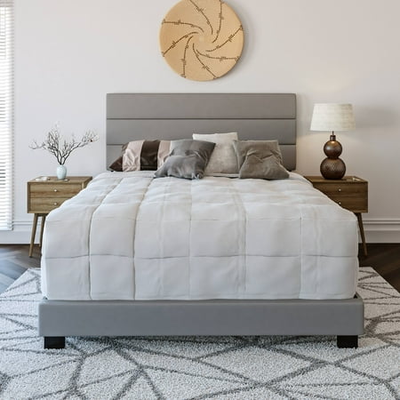 Boyd Sleep Napoli Gray Faux Leather Full Size Fully Upholstered Platform Bed Frame with Adjustable Headboard, Qualified Box Spring or Foundation Required for Use