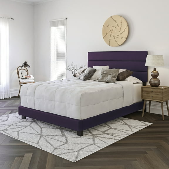 Boyd Sleep Napoli Purple Faux Leather Full Size Platform Bed Frame, Qualified Box Spring or Foundation Required for Use