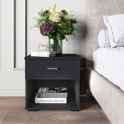 Boyd Sleep Modern 1-Drawer Nightstand with Open Storage, Black