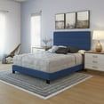 thumbnail image 1 of Boyd Sleep Piedmont Blue Faux Leather Full Size Fully Upholstered Platform Bed Frame with Adjustable Headboard, 1 of 12