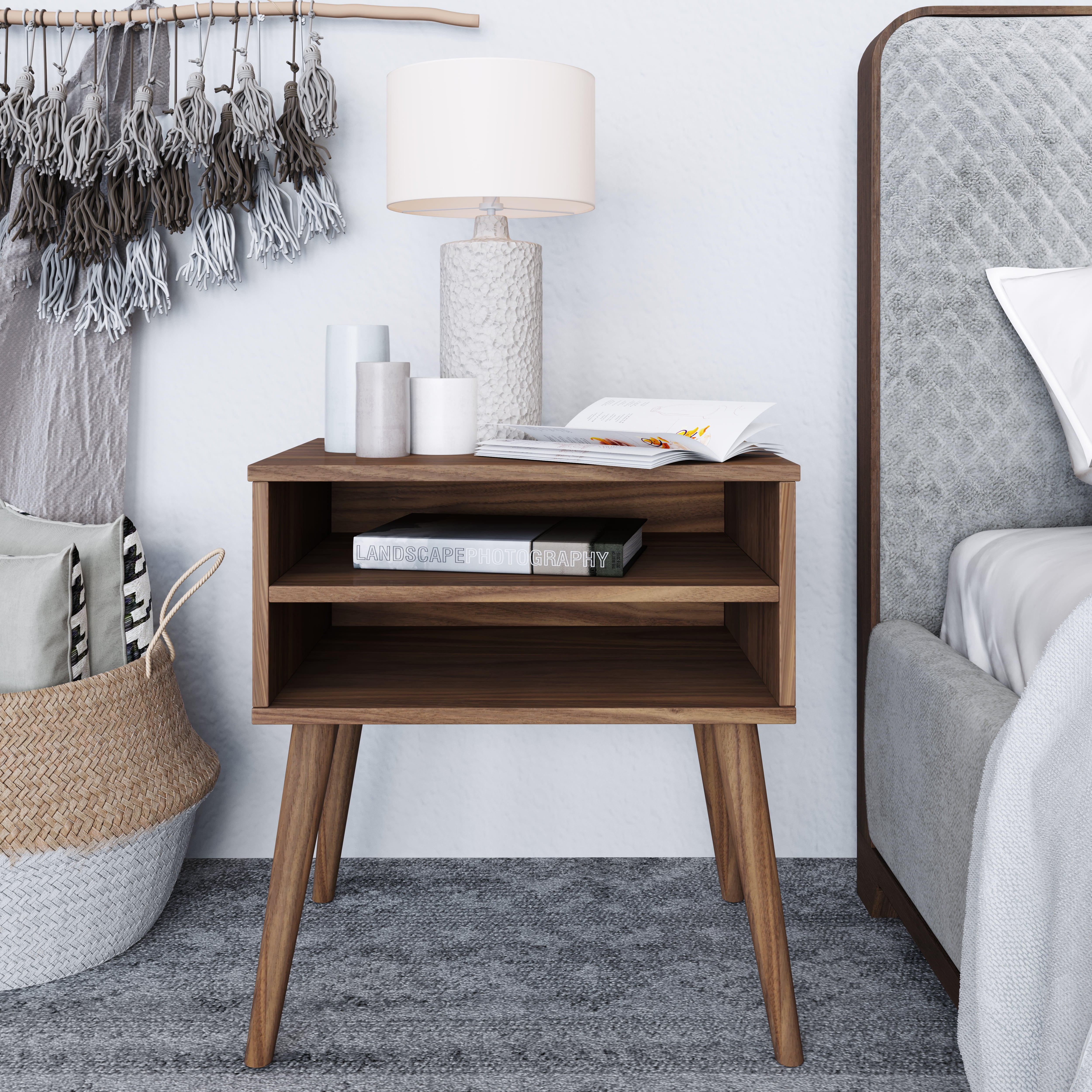 Boyd Sleep Ragusa Mid-Century Modern Open Shelf Nightstand