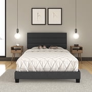 Boyd Sleep Ravenna Black Linen Full Size Upholstered Platform Bed Frame with Adjustable Headboard, Qualified Box Spring or Foundation Required for Use