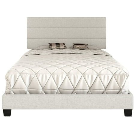 Boyd Sleep Ravenna Off-White Linen Queen Upholstered Platform Bed Frame with Adjustable Headboard, Qualified Box Spring or Foundation Required for Use