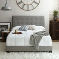thumbnail image 1 of Boyd Sleep Roma Gray Faux Leather Queen Size Fully Upholstered Platform Bed Frame with Adjustable Headboard, 1 of 12