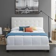 thumbnail image 1 of Boyd Sleep Roma White Faux Leather Full Size Fully Upholstered Platform Bed Frame with Adjustable Headboard, 1 of 11
