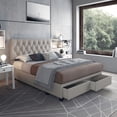 thumbnail image 1 of Boyd Sleep Salerno Linen Upholstered Tufted Platform Storage Bed Frame, Full, Beige, 1 of 11