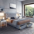 thumbnail image 1 of Boyd Sleep Salerno Linen Upholstered Tufted Platform Storage Bed Frame, Full, Gray, 1 of 11