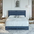 thumbnail image 1 of Boyd Sleep Senata Blue Linen King Size Fully Upholstered Platform Bed Frame with Adjustable Headboard, 1 of 14